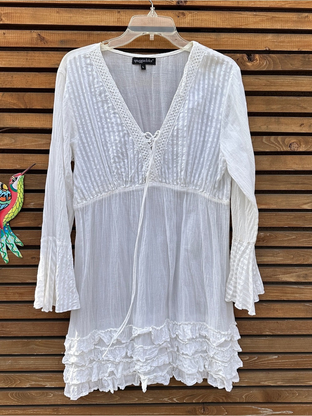 White Dress / Cover up with Ruffle Hem